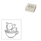 Sleepy Fox in een Teacup Rubberstempel (Gestempeld)