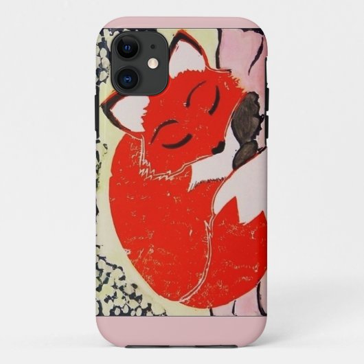 Sleepy Fox iPhone 5/5s Hoesje met Zachte Roze rand (Achterkant)