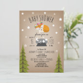Sleepy Fox Mountains Meisje Baby shower Kaart (Staand voorkant)