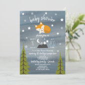 Sleepy Fox Mountains Waterverf Baby shower Kaart (Staand voorkant)