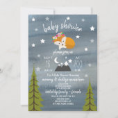 Sleepy Fox Mountains Waterverf Meisje Baby shower Kaart (Voorkant)