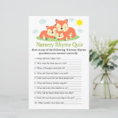 Sleepy fox Nursery Rhyme Quiz baby shower game (Staand voorkant)