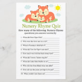 Sleepy fox Nursery Rhyme Quiz baby shower game (Voorkant)