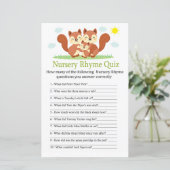 Sleepy fox Nursery Rhyme Quiz baby shower game (Staand voorkant)