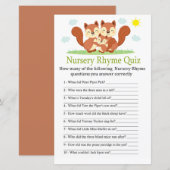 Sleepy fox Nursery Rhyme Quiz baby shower game (Voorkant / Achterkant)