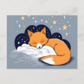 Sleepy Fox Sterrennacht Briefkaart (Voorkant)
