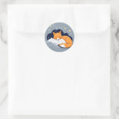 Sleepy Fox Sterrennacht Ronde Sticker (Tas)