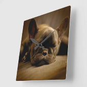 Sleepy French Bulldog Vierkante Klok (Hoek)