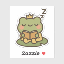 Sleepy Frog op Lily Pad Sticker