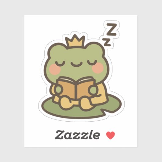 Sleepy Frog op Lily Pad Sticker (Vel)