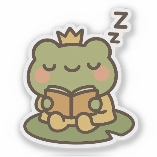 Sleepy Frog op Lily Pad Sticker (Voorkant)