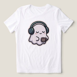 Sleepy Ghost Met Koffie - Kawaii | ALLEEN WIT Tri-Blend Shirt