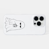 Sleepy Ghost with Coffee – Minimalist Cozy  iPhone Hoesje (Achterkant horizontaal)