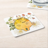 Sleepy Ginger Cat Kartonnen Onderzetters (Schuin)