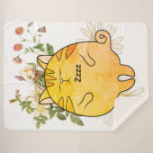 Sleepy Ginger Cat Sherpa Deken (Voorkant (horizontaal))