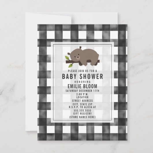 Sleepy Gingham Beer Baby shower Kaart (Voorkant)