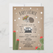 Sleepy Girl Wolf Pup Desert Mountains Baby shower Kaart (Voorkant)