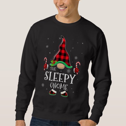 Sleepy Gnome Buffalo Plaid Matching Family Christm Trui (Voorkant)