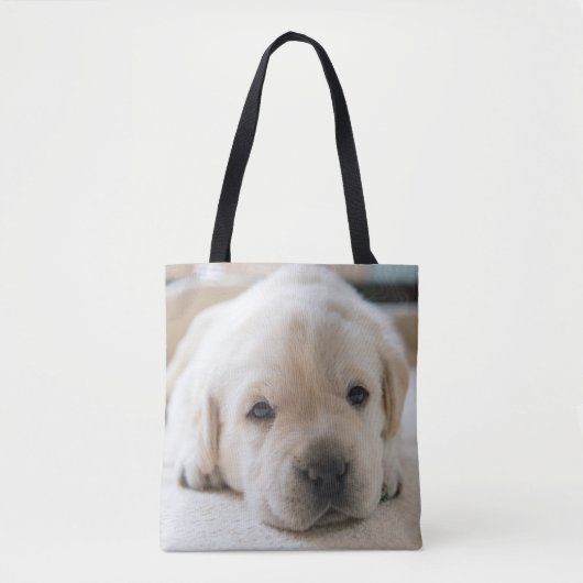 Sleepy Golden Labrador Puppy Tote Bag (Voorkant)