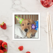 Sleepy Golden Retriever in Pajamas Birthday Servet (Insitu)