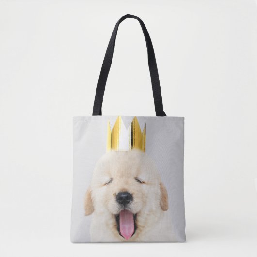 Sleepy Golden Retriever Puppy in Gold Crown Tote Bag (Voorkant)