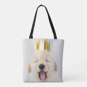 Sleepy Golden Retriever Puppy in Gold Crown Tote Bag (Achterkant)