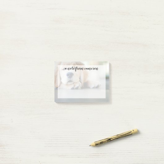 Sleepy Golden Retriever Puppy Post-it® Notes (Op bureau)