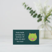 Sleepy Green Cat Visitekaartjes (Staand voorkant)