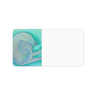 Sleepy Grey Cat. Etiket