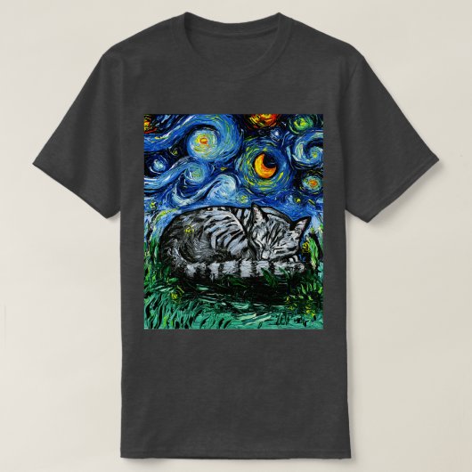 Sleepy Grey Tabby Night T-shirt (Design voorkant)