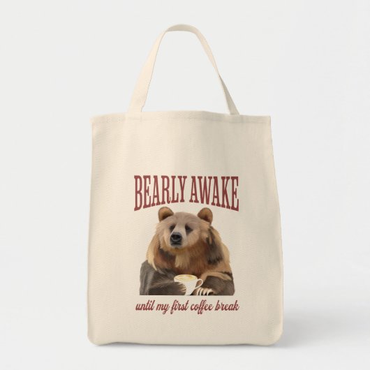 Sleepy Grizzly Beer Koffieliefhebbers Pun Tote Bag (Voorkant)