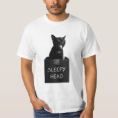 Sleepy Head Black Cat T-shirt (Voorkant)