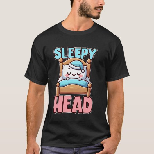 Sleepy Head Cute Bedtime Cartoon T-shirt (Voorkant)