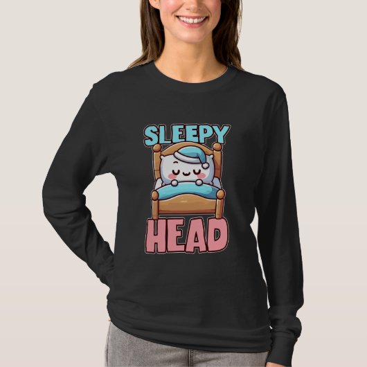 Sleepy Head Cute Bedtime Cartoon T-shirt (Voorkant)