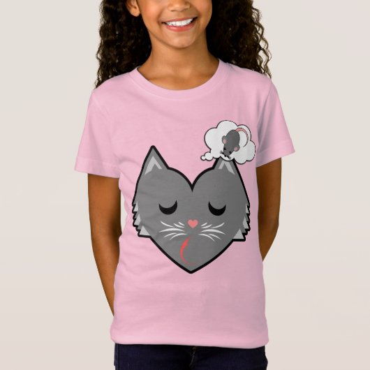 Sleepy Heart Grey Kat Dromen T-shirt (Voorkant)