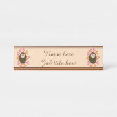 Sleepy Hedgehog en bloemen Custom Desk Sign Bureau Naambordje (Voorkant)