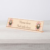 Sleepy Hedgehog en bloemen Custom Desk Sign Bureau Naambordje (Voorkant)