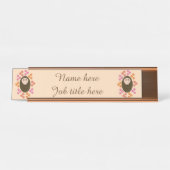 Sleepy Hedgehog en bloemen Custom Desk Sign Bureau Naambordje (Voorkant)