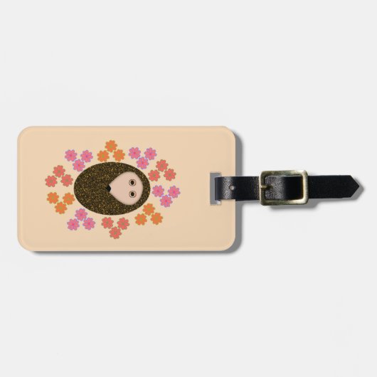 Sleepy Hedgel en Flowers Custom Bagagelabel (Voorkant horizontaal)