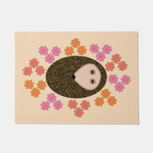 Sleepy Hedgel en Flowers Deuren Mat (Voorkant)