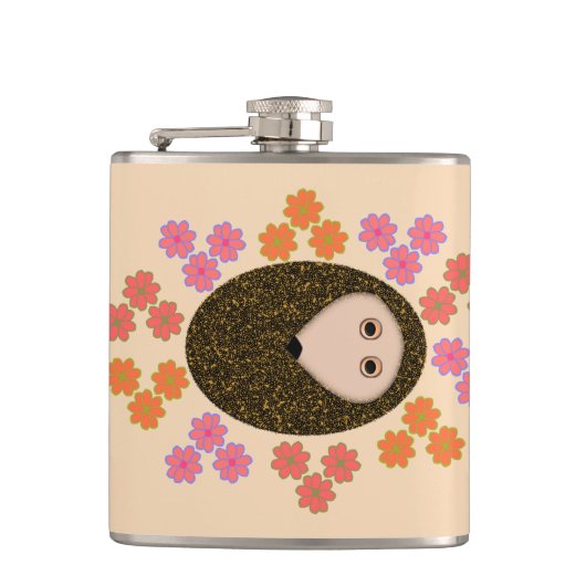 Sleepy Hedgel en Flowers Flask Heupfles (Voorkant)