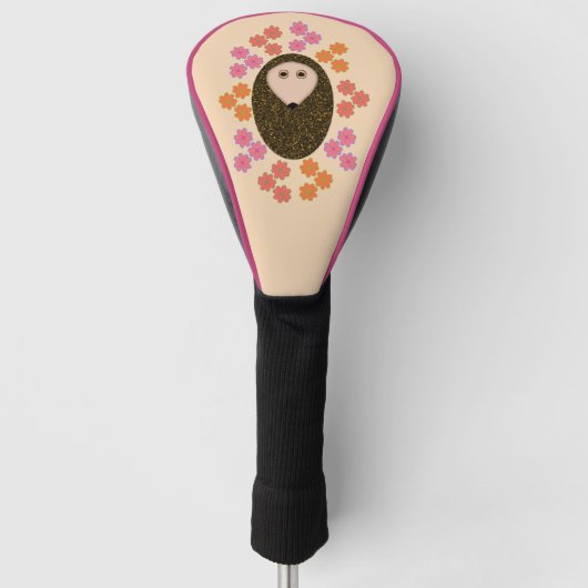 Sleepy Hedgel en Flowers Golf Driver Hoesje Golfheadcover (Voorkant)