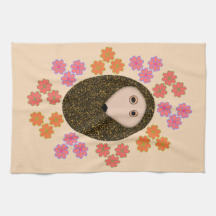 Sleepy Hedgel en Flowers Kitchen Towel Theedoek