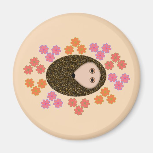 Sleepy Hedgel en Flowers Magnet (Voorkant)