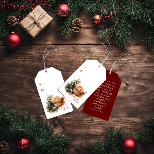 Sleepy Highland Koe Cadeau Labels Cadeaulabel