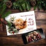 Sleepy Highland Koe Flat Christmas Photo Card Feestdagenkaart<br><div class="desc">Verras je "kudde" met deze schattige Sleepy Highland Koe kerstkaart. Samen met uw familiefoto op de achterkant zal deze zachte wens voor een vredig en vrolijk vakantieseizoen nog jaren een gekoesterde herinnering zijn!</div>