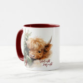 Sleepy Highland Koe Kerst Mok (Voorkant links)