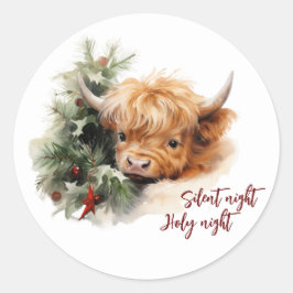 Sleepy Highland Koe Ronde Sticker