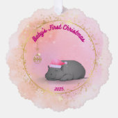 Sleepy Hippo Baby - Paper Ornament (Voorkant)