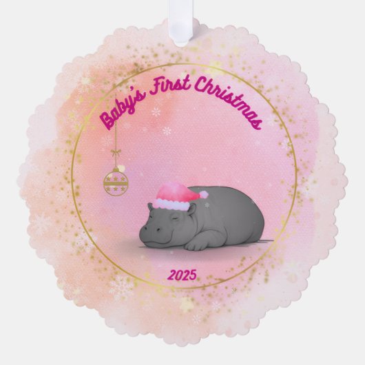 Sleepy Hippo Baby - Paper Ornament (Voorkant)